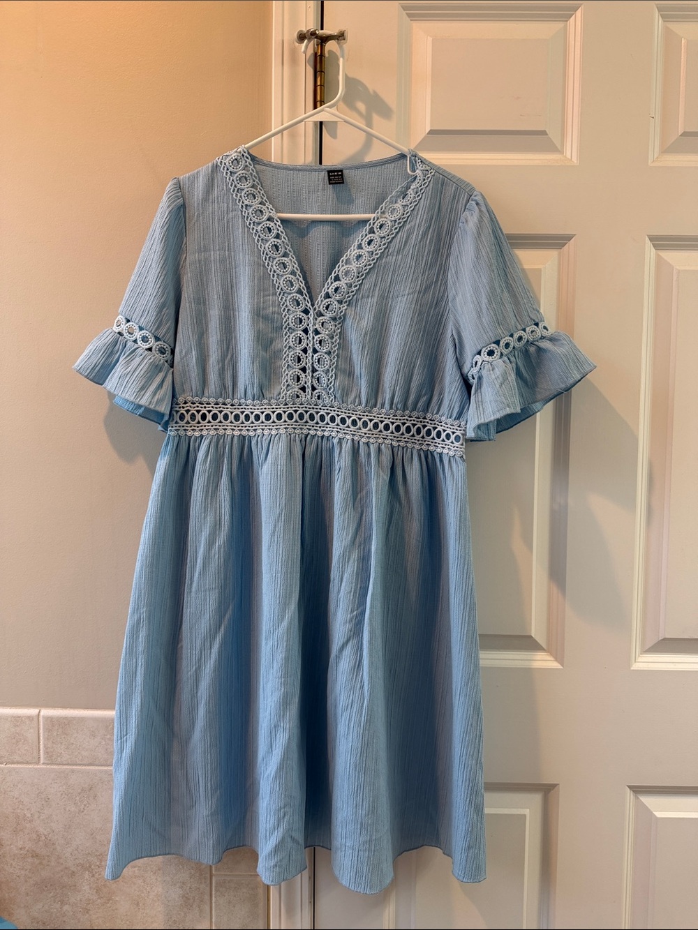 SHEIN Light Blue Ribbed Knit Top